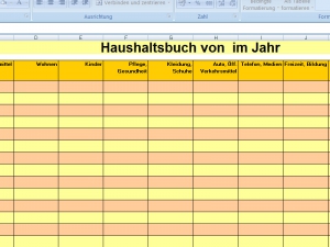 Screenshot eines digitalen Haushaltsbuches
